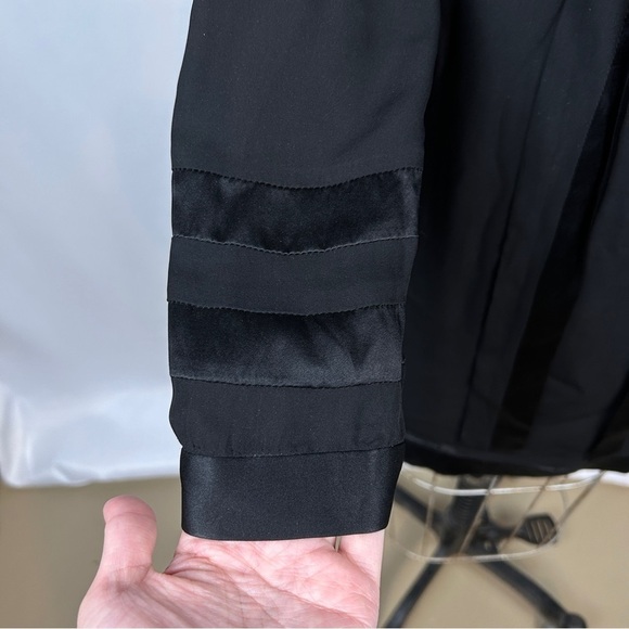 Thread Social Black Long Sleeve Silky Shift Button Front Mini Dress Size 4 - Picture 6 of 12